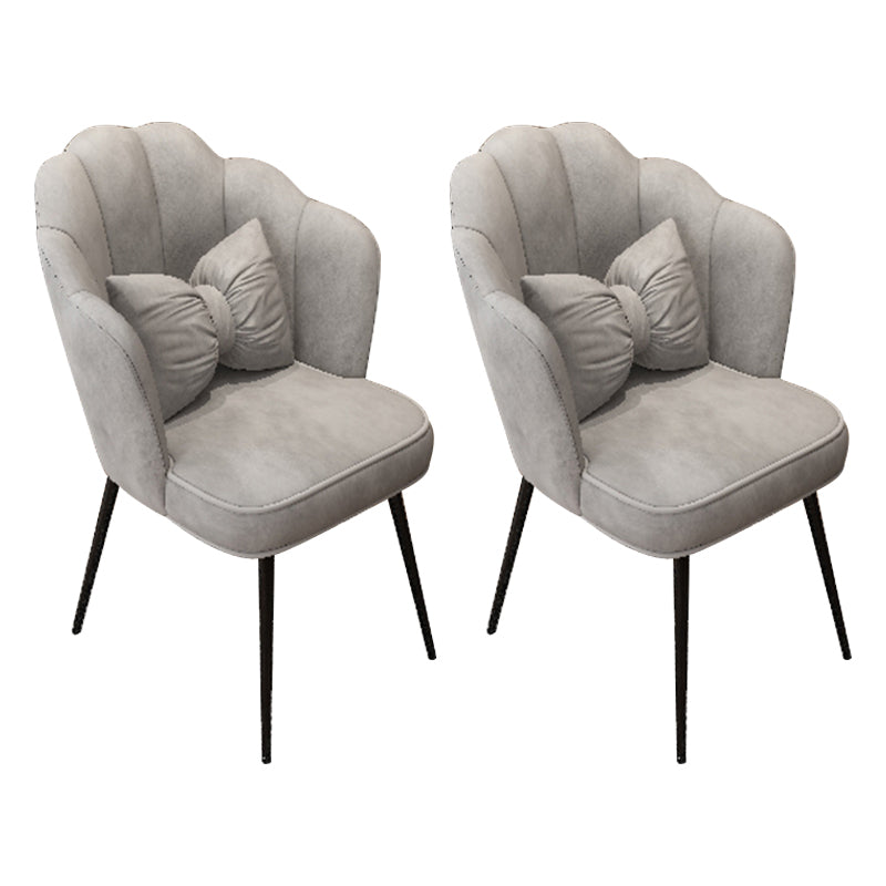 Scandinavian Dining Chair Solid Back Side Chair with 4 Metal Legs for Home Use