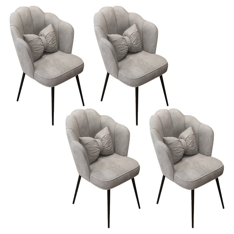 Scandinavian Dining Chair Solid Back Side Chair with 4 Metal Legs for Home Use
