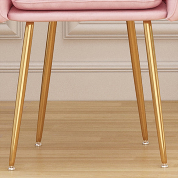 Scandinavian Dining Chair Solid Back Side Chair with 4 Metal Legs for Home Use