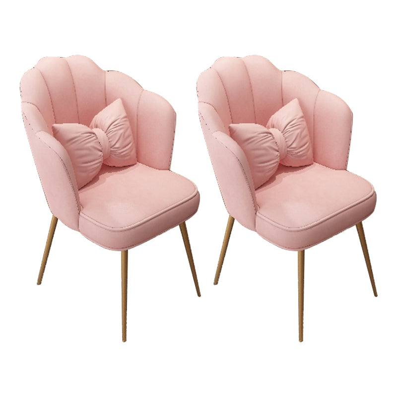 Scandinavian Dining Chair Solid Back Side Chair with 4 Metal Legs for Home Use