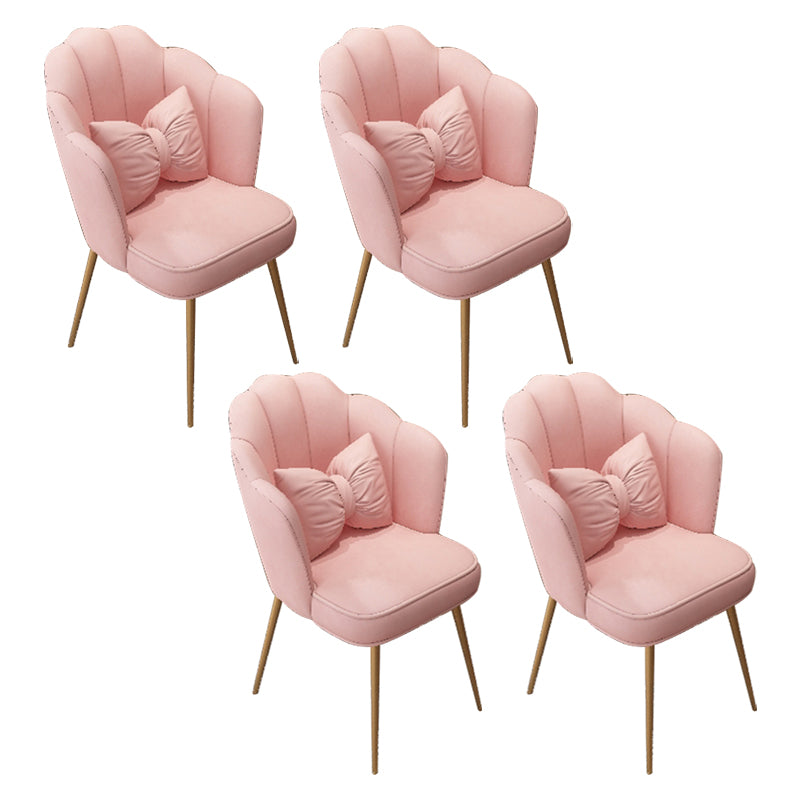 Scandinavian Dining Chair Solid Back Side Chair with 4 Metal Legs for Home Use