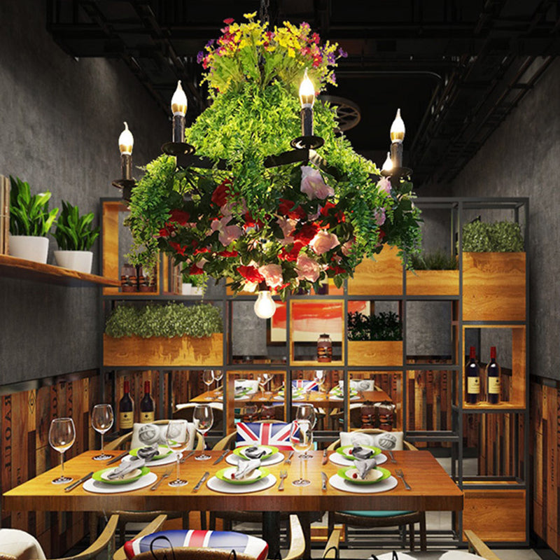 12 ampoules Bougies Pendre lustre industriel Green Metal LED Plant Suspension Éclairage