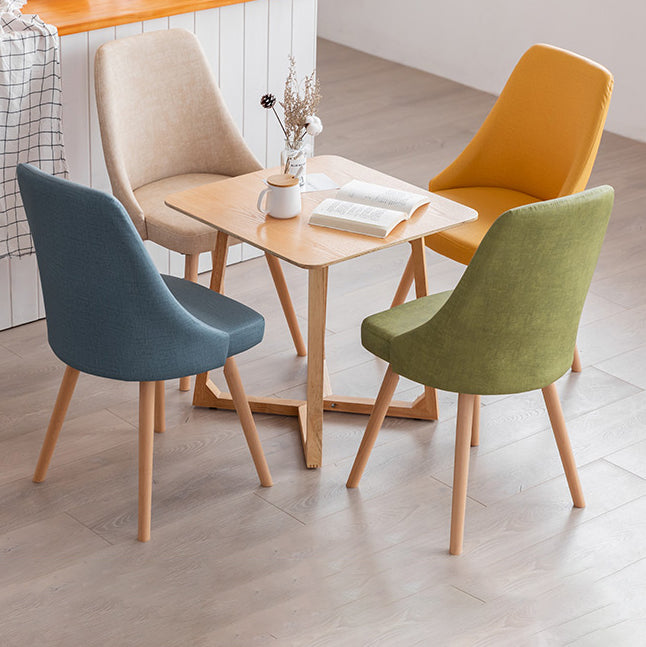 Scandinavian Beech Upholstered Side Chair Parsons Dining Chair for Home