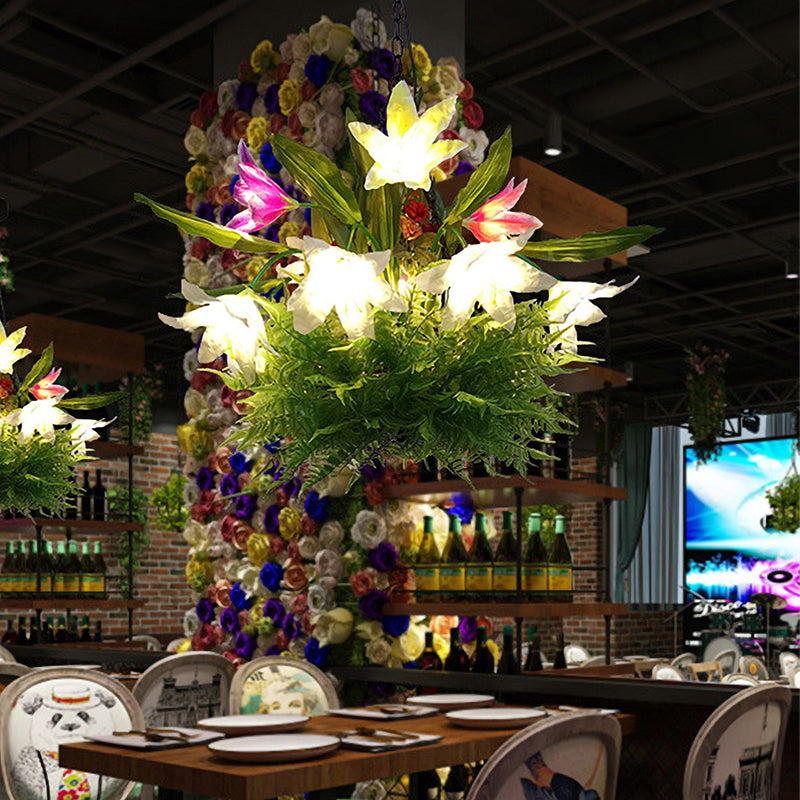 Éclairage de lustre Lily Restaurant Métal industriel 13 ampoules LED Plafond Green Pendant Light