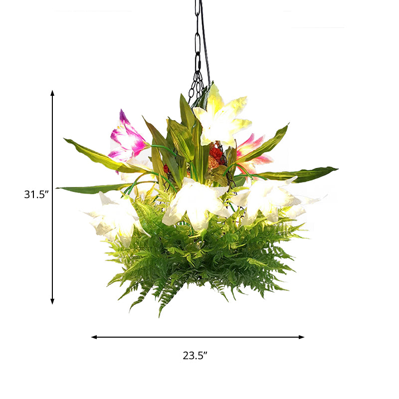 Éclairage de lustre Lily Restaurant Métal industriel 13 ampoules LED Plafond Green Pendant Light