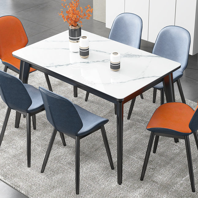 Rechteck Grauston -Esstisch gesinterte Steintisch modern mit 4 Beinen Sockel