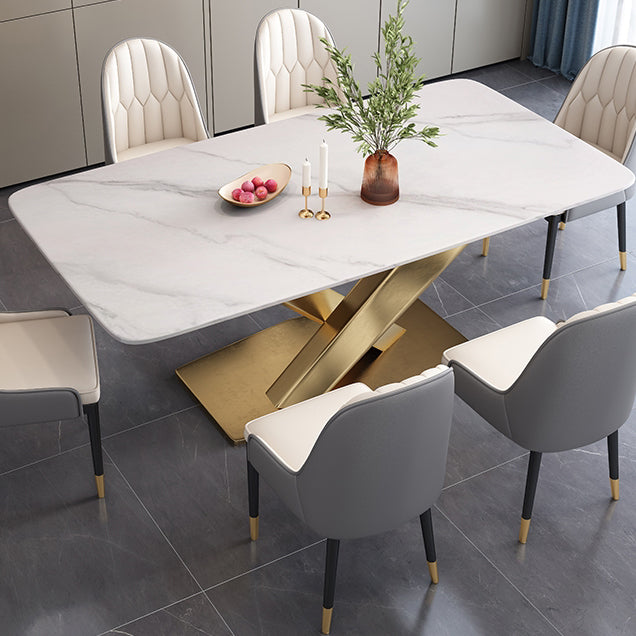 Witte eettafel van gesinterde steen Eenvoud Sokkeltafel voor eetkamer