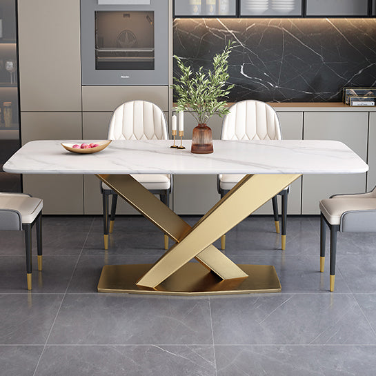 Witte eettafel van gesinterde steen Eenvoud Sokkeltafel voor eetkamer