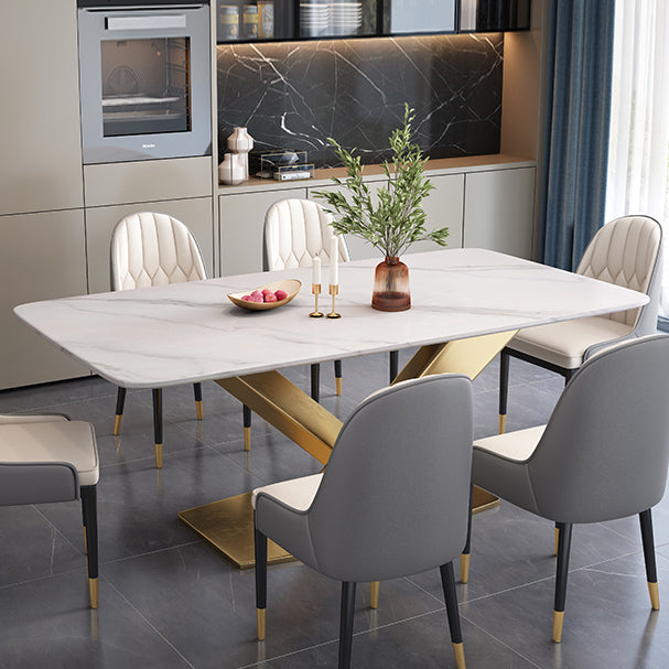 Witte eettafel van gesinterde steen Eenvoud Sokkeltafel voor eetkamer