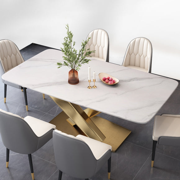 Witte eettafel van gesinterde steen Eenvoud Sokkeltafel voor eetkamer