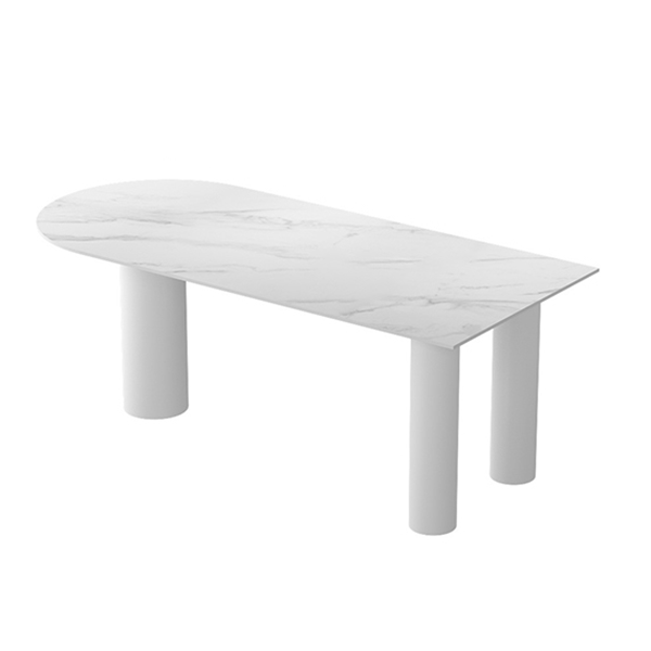 Gratis vorm 3 poten moderne stijl eettafel witte vaste tafel met gesinterde steen