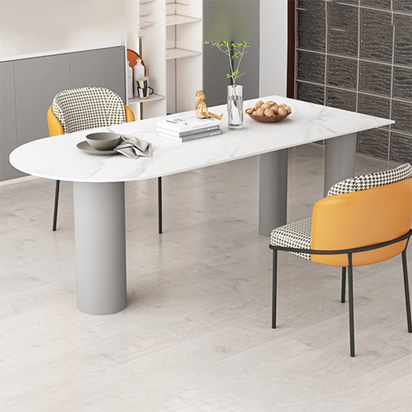 Gratis vorm 3 poten moderne stijl eettafel witte vaste tafel met gesinterde steen