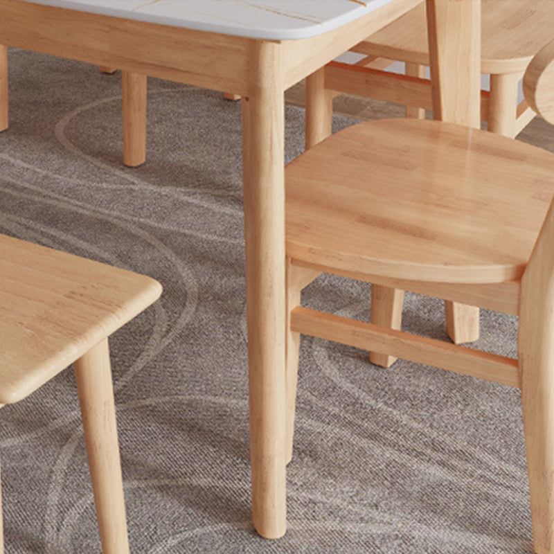 Minimalist Rectangle Shape Kitchen Dining Table Sintered Stone Top Dining Table with 4 Legs Base