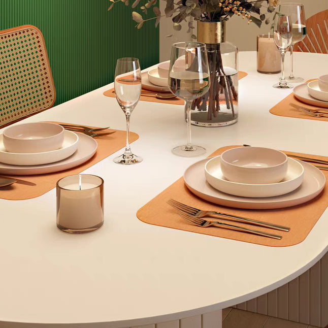 Mesa de comedor ovalada de doble pedestal de mesa de madera simple de madera maciza