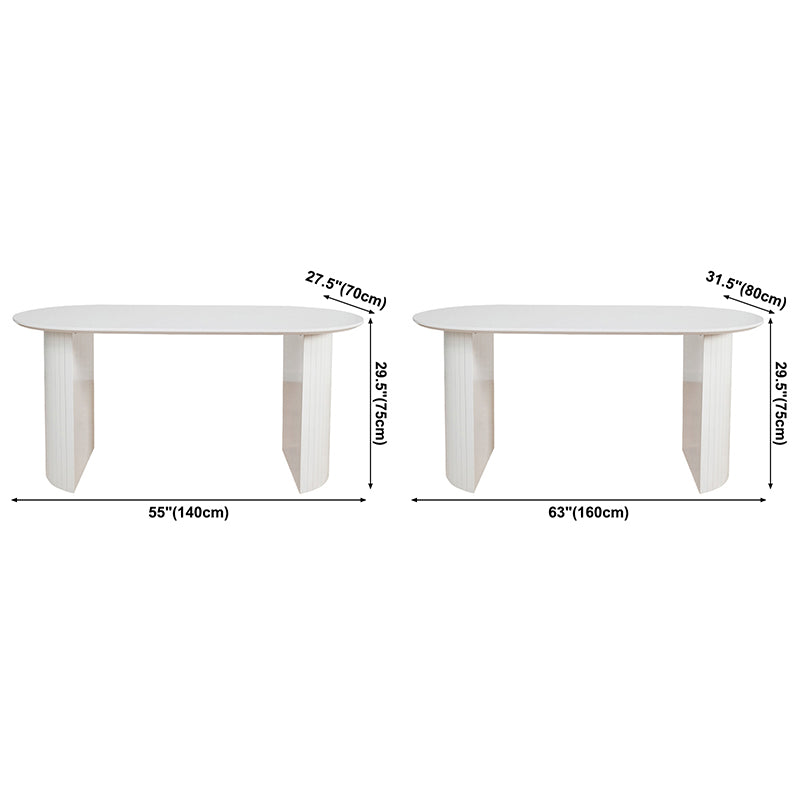 Mesa de comedor ovalada de doble pedestal de mesa de madera simple de madera maciza