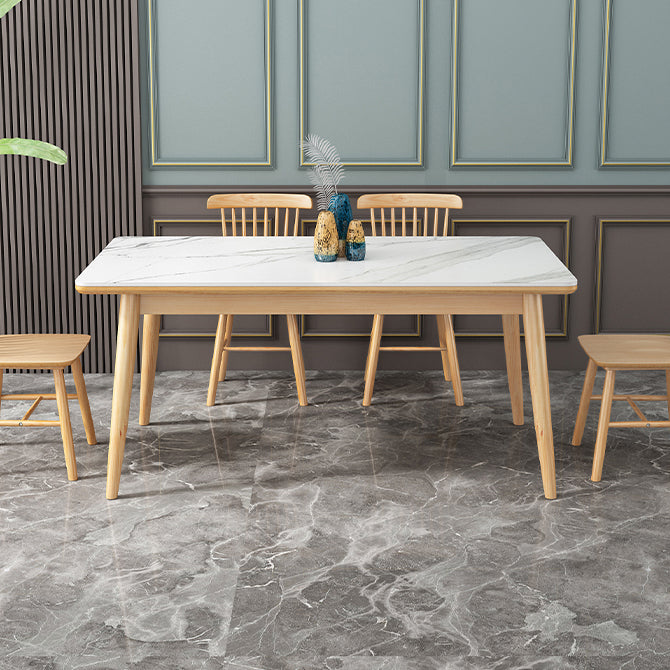 Einfachheit Home Sintered Stone Esstisch Rechteck Form Esstisch mit 4 Beinen Basis