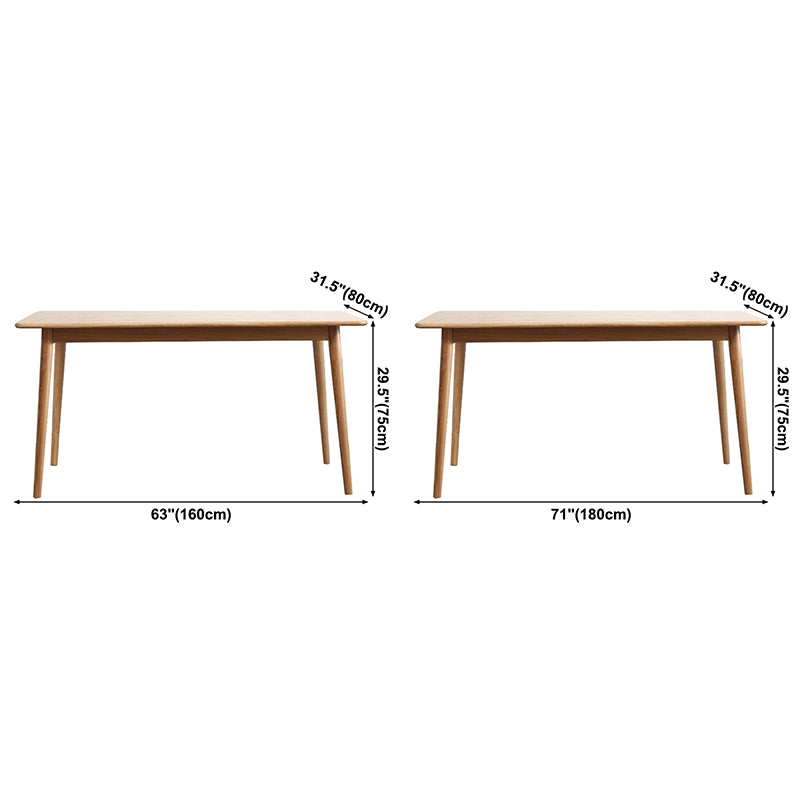 Table à manger décontractée rectangle Tone brune table fixe avec du bois massif en chêne