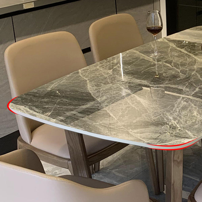 Mesa de comedor rectangular contemporánea de madera maciza mesa de piedra sinterizada para comedor para comedor