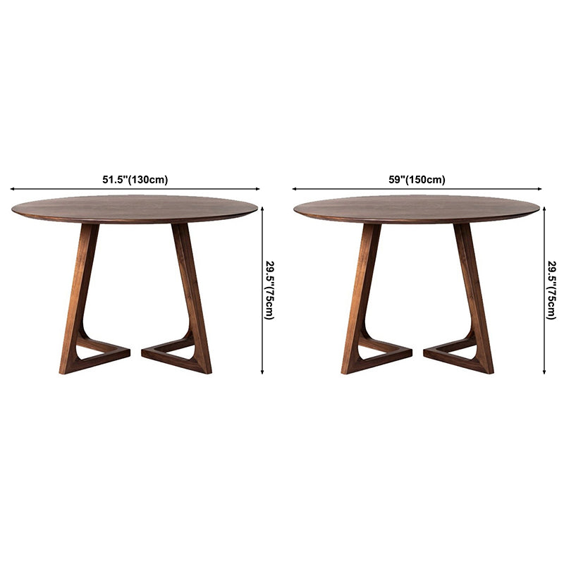 Round Pine Solid Wood Table Modern Dining Table with Double Pedestal for Restaurant
