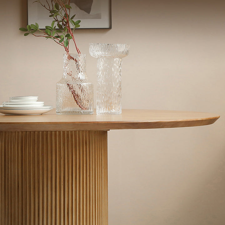 Pine Solid Wood Pedestal Dinette Table Simplicity Dining Table Round for Home