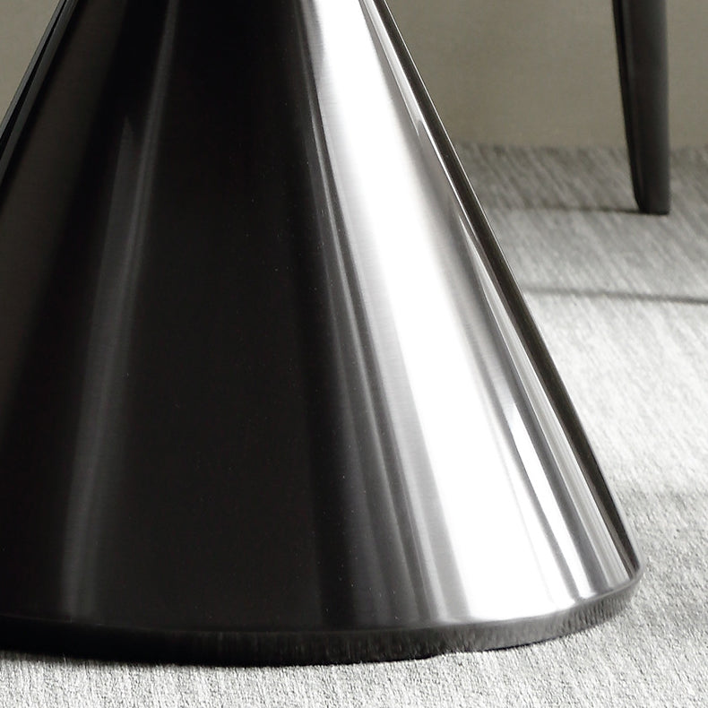 Sintered Stone Modern Round Dining Table Black Stone Top Table with Pedestal