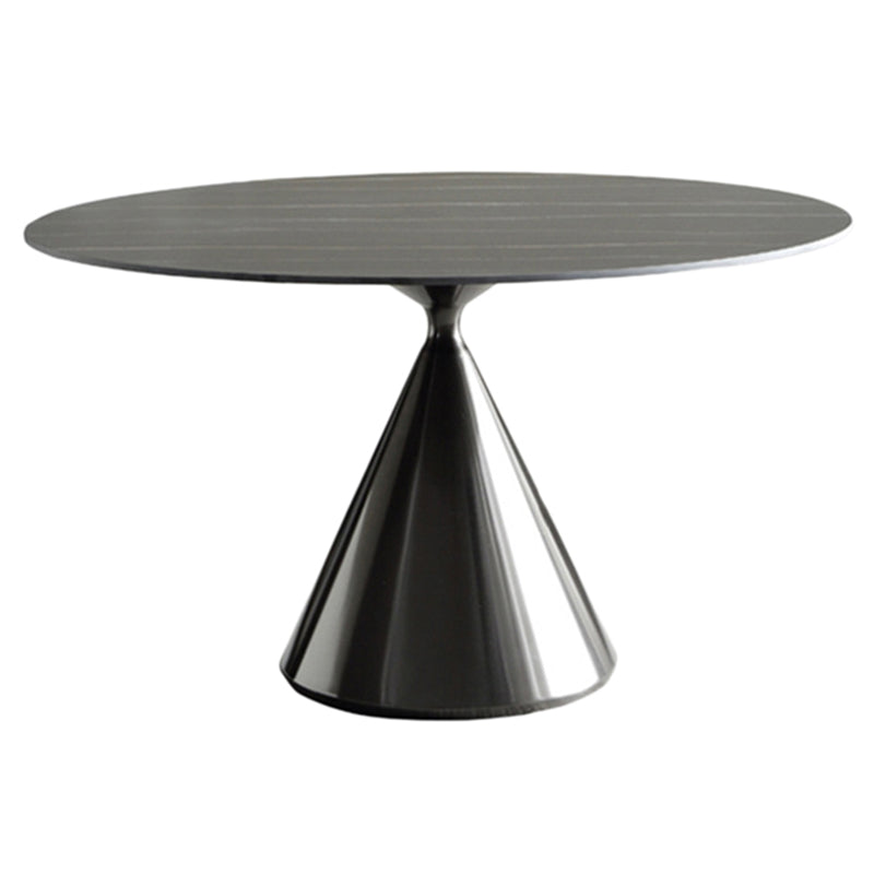 Sintered Stone Modern Round Dining Table Black Stone Top Table with Pedestal