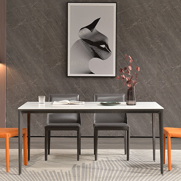 Contemporary Sintered Stone Dining Table 4 Legs Rectangular Table in White