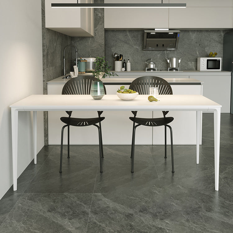 Mesa de comedor de piedra sinterizada de estilo moderno 4 Piernas de las piernas Mesa rectangular en blanco