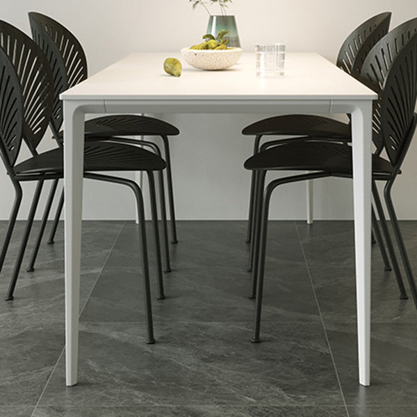 Mesa de comedor de piedra sinterizada de estilo moderno 4 Piernas de las piernas Mesa rectangular en blanco