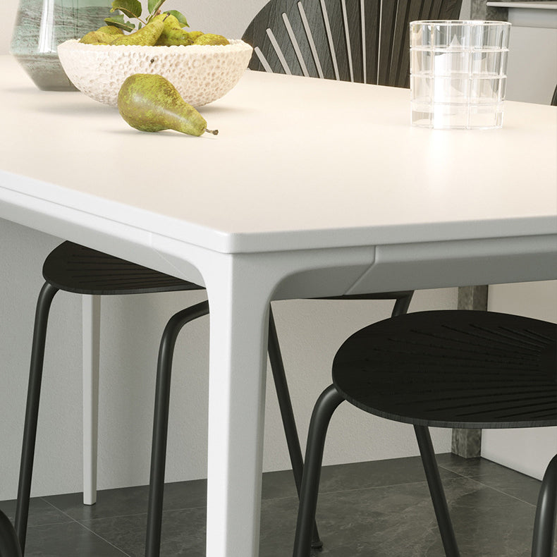 Mesa de comedor de piedra sinterizada de estilo moderno 4 Piernas de las piernas Mesa rectangular en blanco