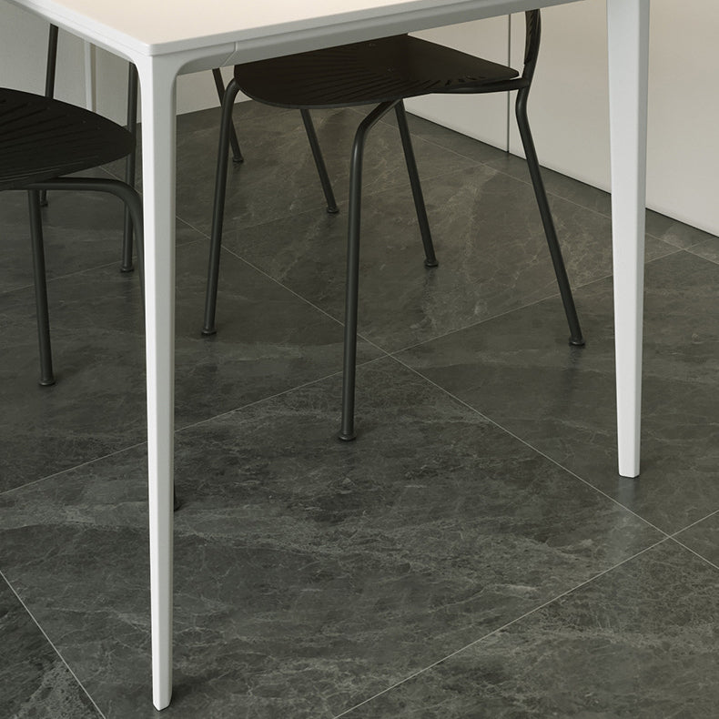 Mesa de comedor de piedra sinterizada de estilo moderno 4 Piernas de las piernas Mesa rectangular en blanco