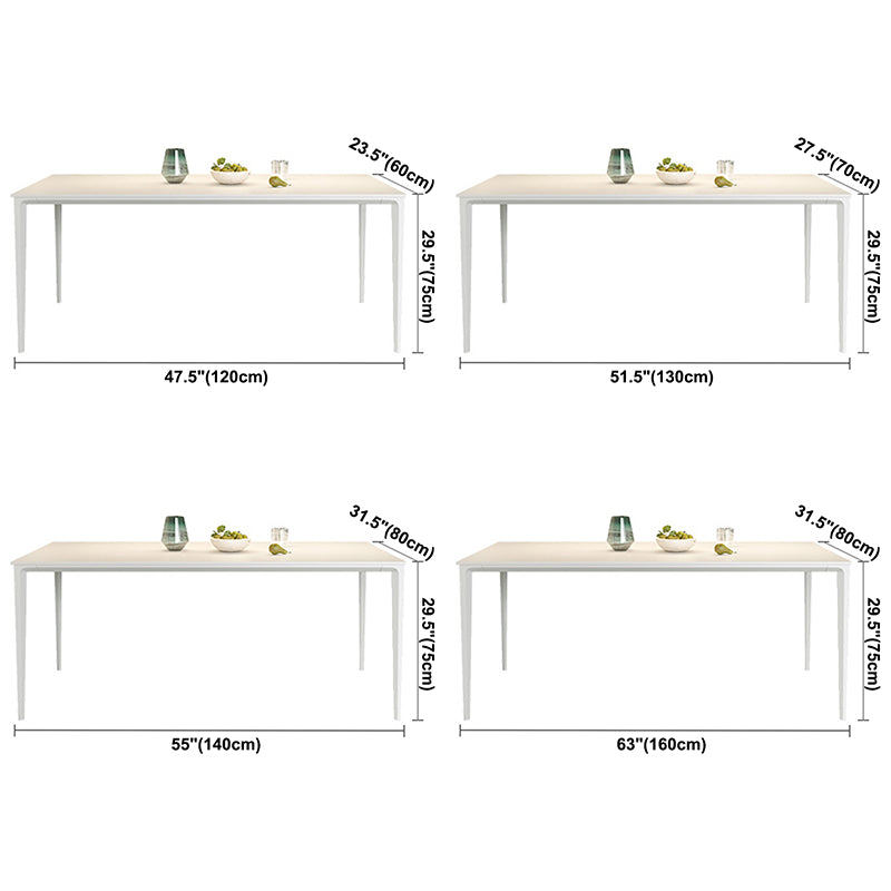 Mesa de comedor de piedra sinterizada de estilo moderno 4 Piernas de las piernas Mesa rectangular en blanco