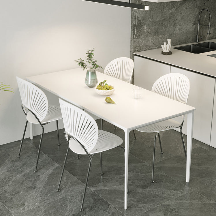 Mesa de comedor de piedra sinterizada de estilo moderno 4 Piernas de las piernas Mesa rectangular en blanco