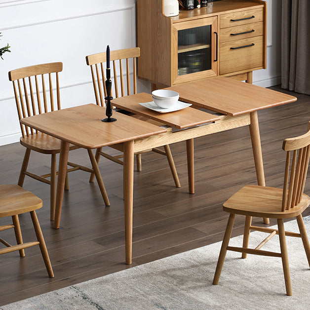 Contemporary Rectangle Dining Table Oak Solid Wood Table with 4 Legs for Dining Room