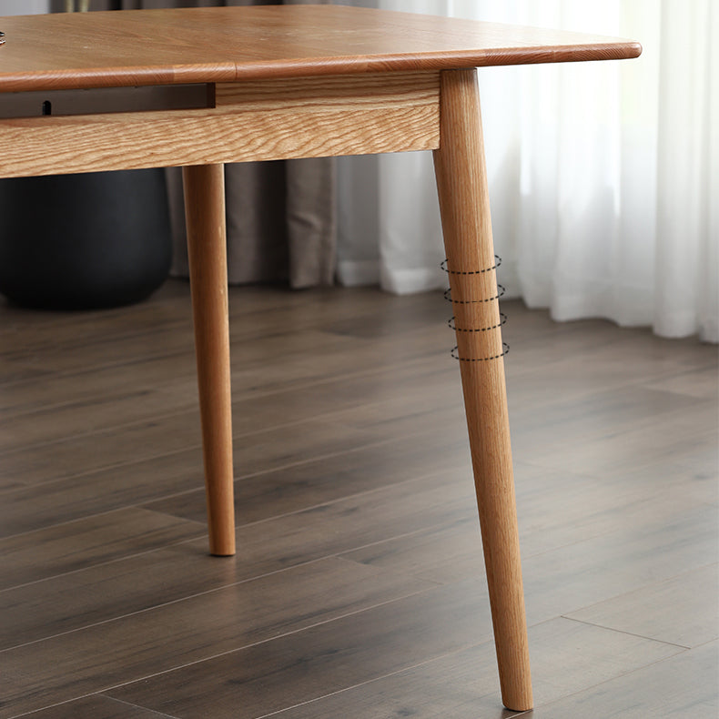 Contemporary Rectangle Dining Table Oak Solid Wood Table with 4 Legs for Dining Room