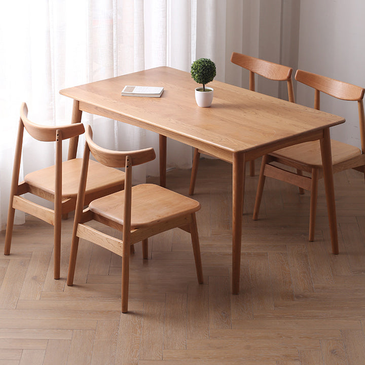 Contemporary Dining Table Cherry Solid Wood Table with 4 Legs for Kitchen Dinner Dining Room