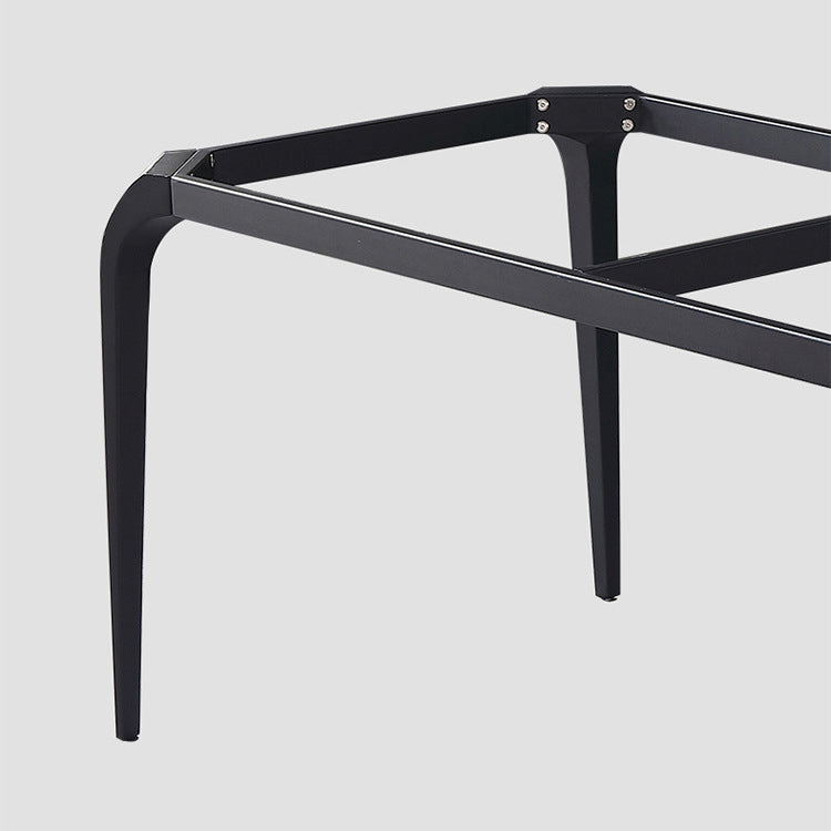 Contemporary Rectangle Dining Table Sintered Stone Dining Table with 4 Black Legs