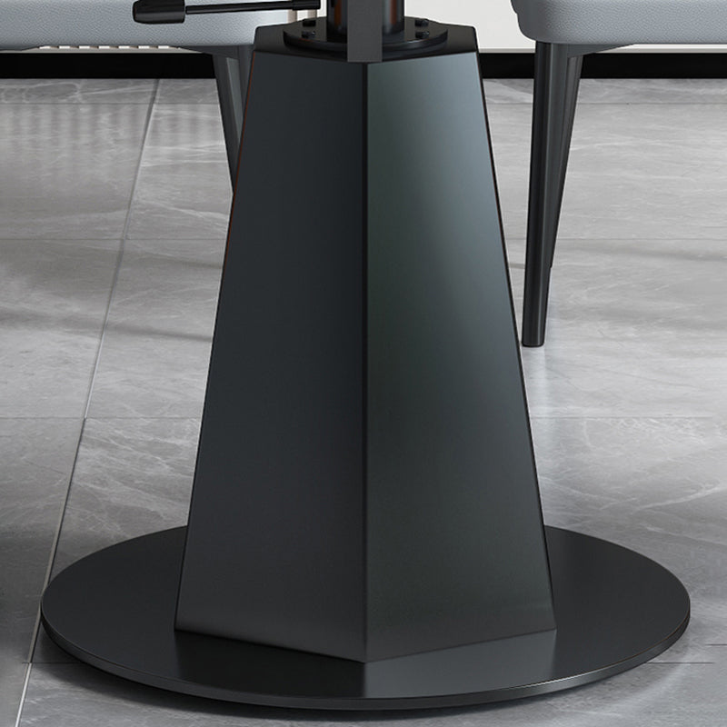 Modern Style Sintered Stone Dining Table Round Drop-Leaf Table with Pedestal