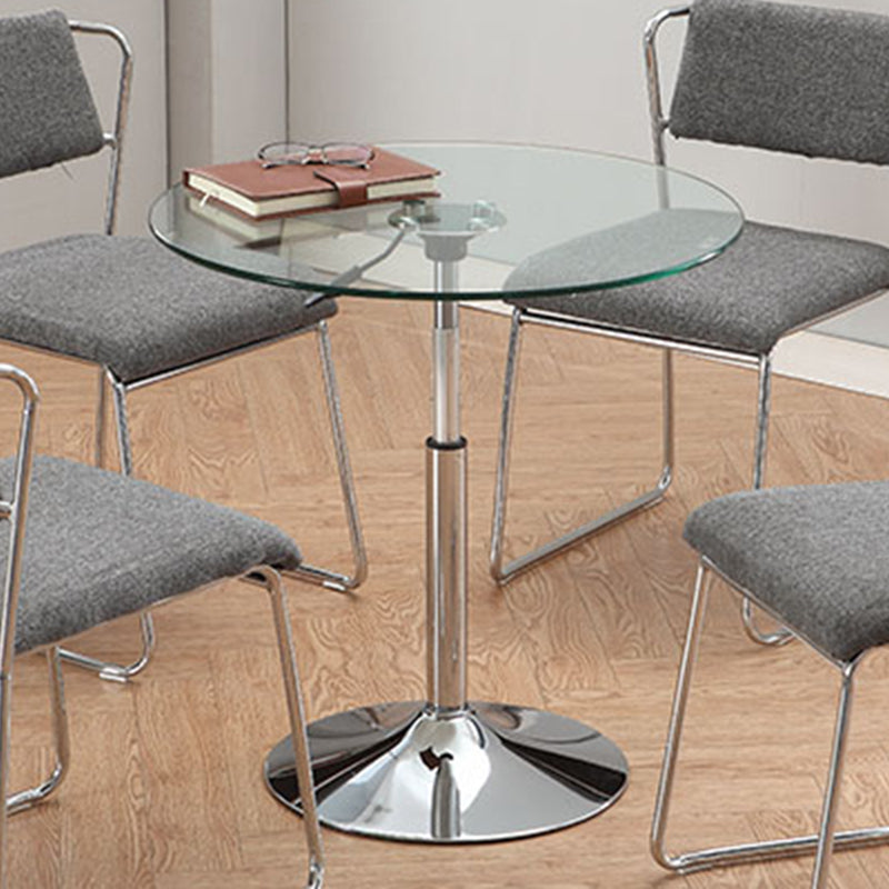 Contemporary Round Dining Table Tempered Glass Table with Stainless Steel Tulip Base