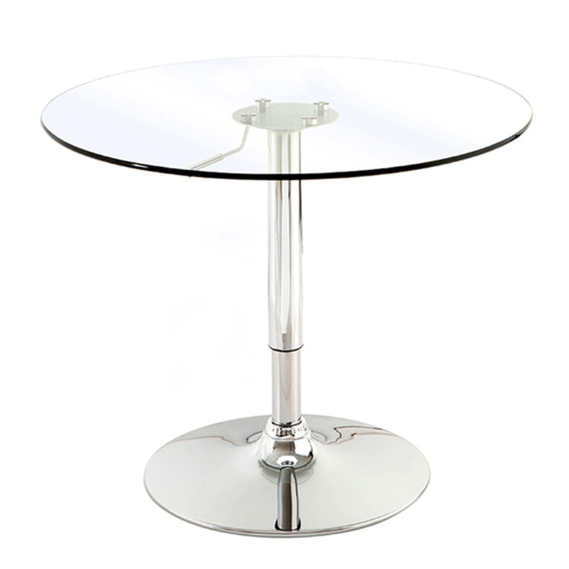 Contemporary Round Dining Table Tempered Glass Table with Stainless Steel Tulip Base