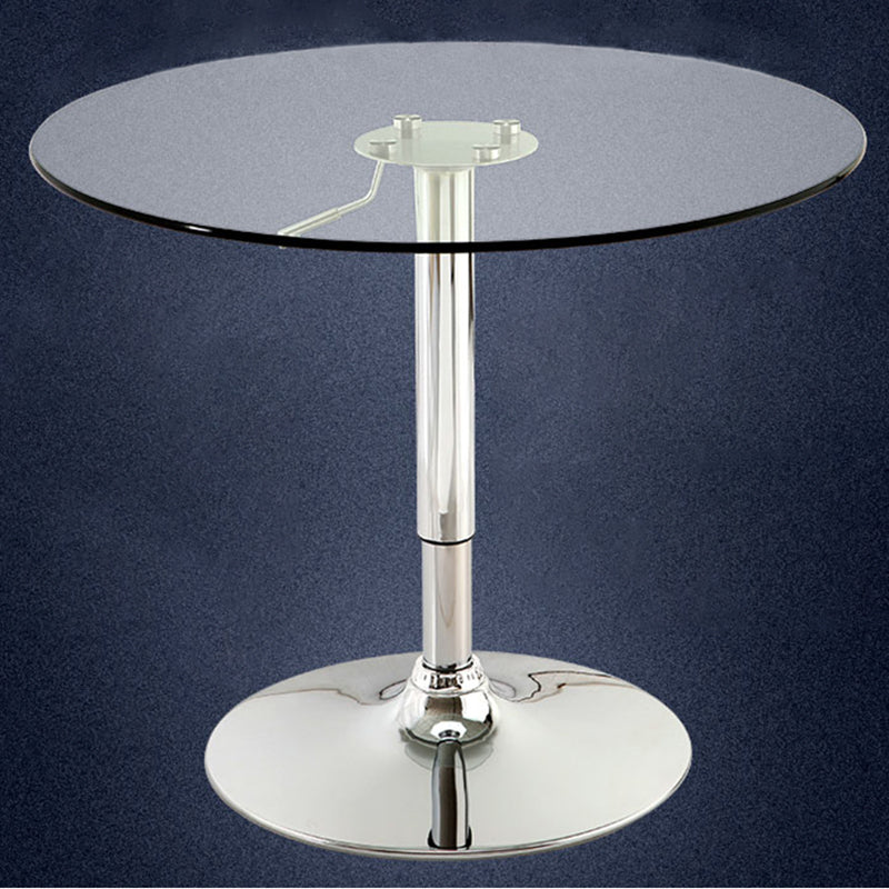 Contemporary Round Dining Table Tempered Glass Table with Stainless Steel Tulip Base
