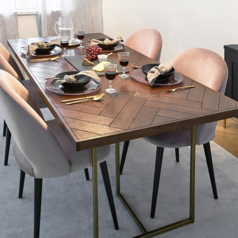 Contemporary Solid Wood Standard Dining Table Rectangle Kitchen Dining Table with Double Pedestal