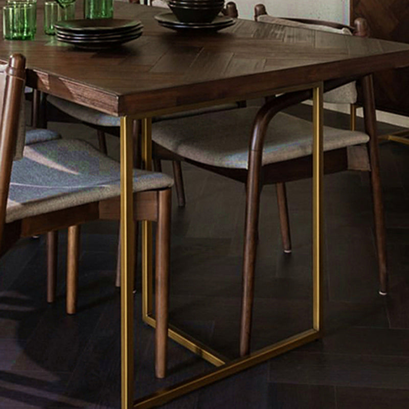 Contemporary Solid Wood Standard Dining Table Rectangle Kitchen Dining Table with Double Pedestal
