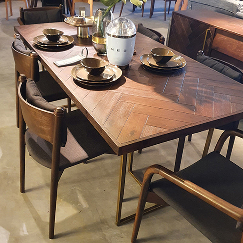 Contemporary Solid Wood Standard Dining Table Rectangle Kitchen Dining Table with Double Pedestal