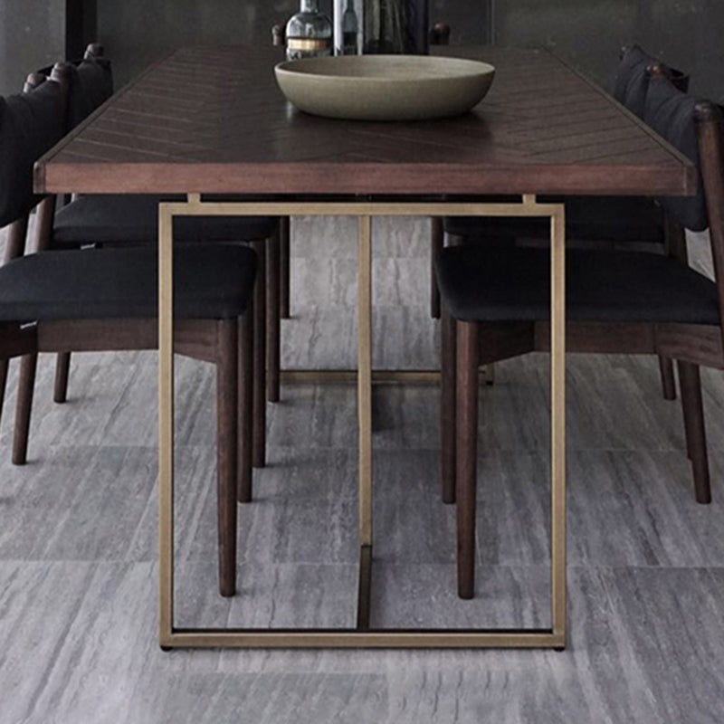 Contemporary Solid Wood Standard Dining Table Rectangle Kitchen Dining Table with Double Pedestal