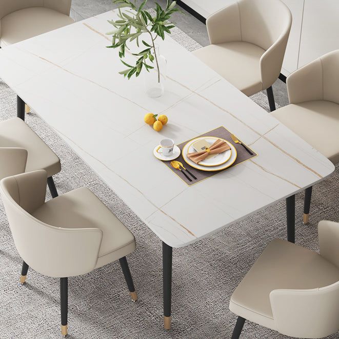 Metal Contemporary Rectangular Dining Table Sintered Stone Dining Table with 4 Legs