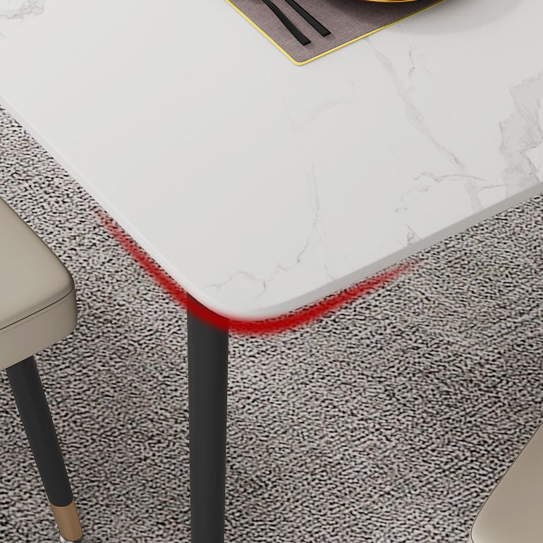 Metal Contemporary Rectangular Dining Table Sintered Stone Dining Table with 4 Legs
