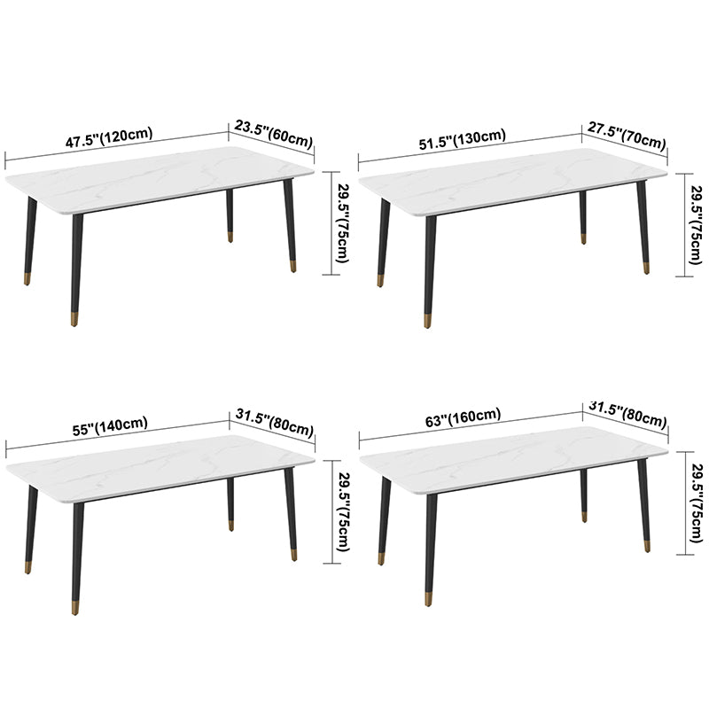 Metal Contemporary Rectangular Dining Table Sintered Stone Dining Table with 4 Legs