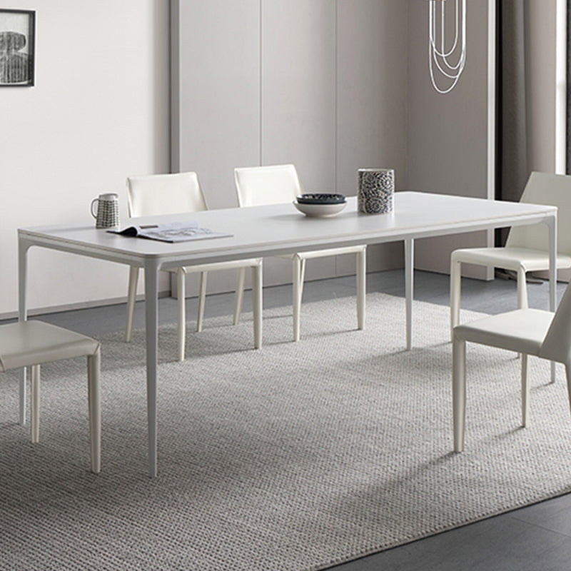 Mesa de comedor de cocina blanca moderna Mesa de comedor rectangular de piedra sinterizada con 4 patas base