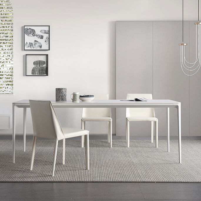 Mesa de comedor de cocina blanca moderna Mesa de comedor rectangular de piedra sinterizada con 4 patas base